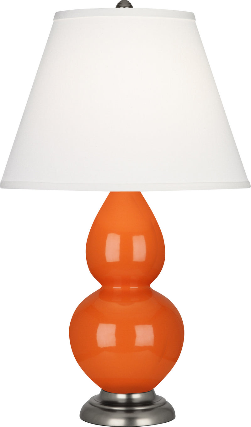 Robert Abbey (1695X) Small Double Gourd Accent Lamp with Pearl Dupioni Fabric Shade