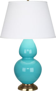 Robert Abbey (1740X) Double Gourd Table Lamp with Pearl Dupioni Fabric Shade