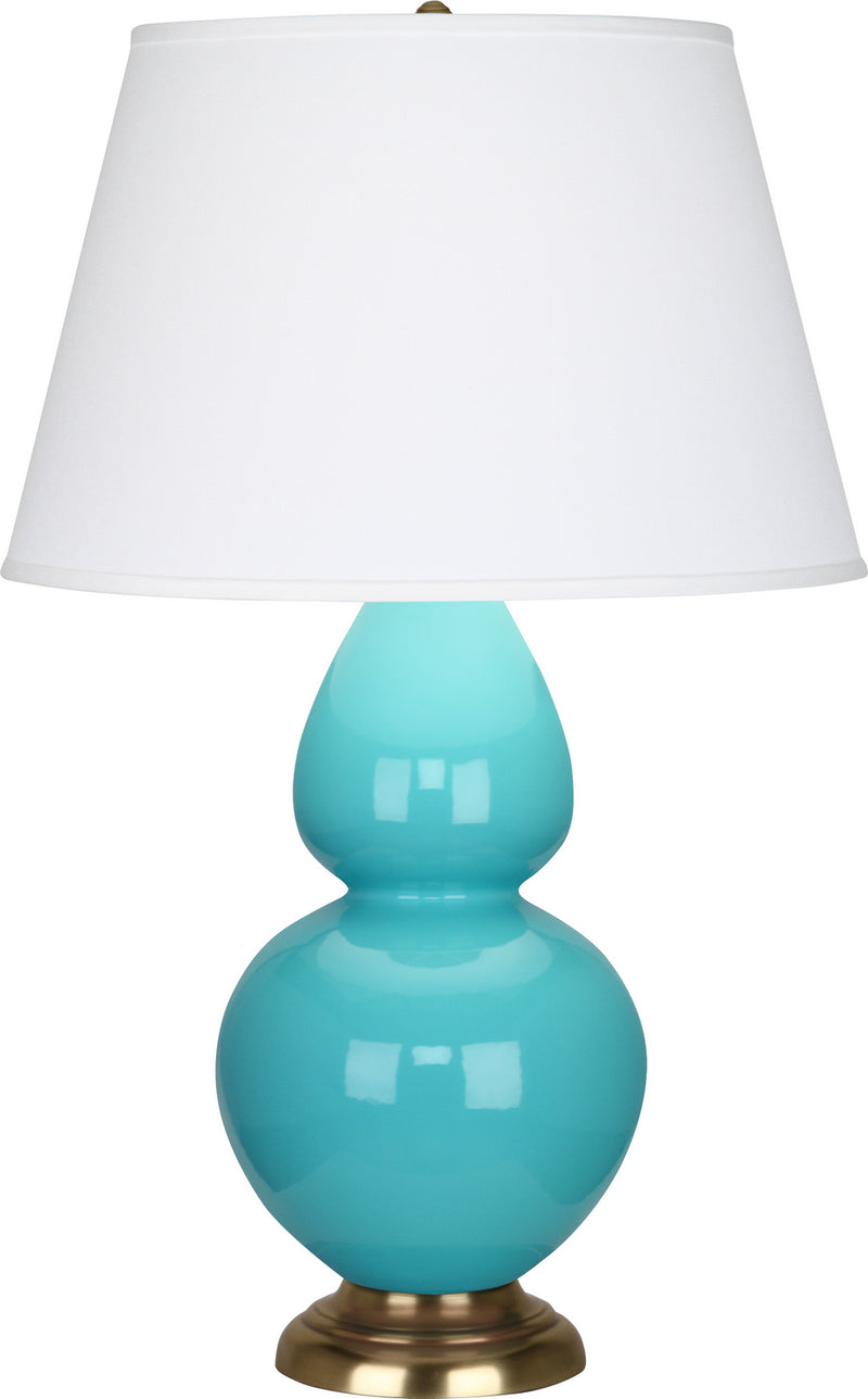 Robert Abbey (1740X) Double Gourd Table Lamp with Pearl Dupioni Fabric Shade