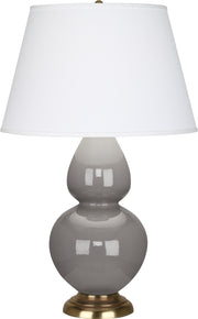Robert Abbey (1748X) Double Gourd Table Lamp with Pearl Dupioni Fabric Shade