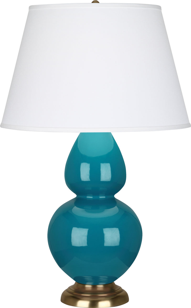 Robert Abbey (1751X) Double Gourd Table Lamp with Pearl Dupioni Fabric Shade