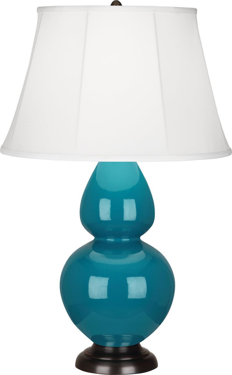 Robert Abbey (1752) Double Gourd Table Lamp with Ivory Stretched Fabric Shade