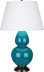 Robert Abbey (1752X) Double Gourd Table Lamp with Pearl Dupioni Fabric Shade