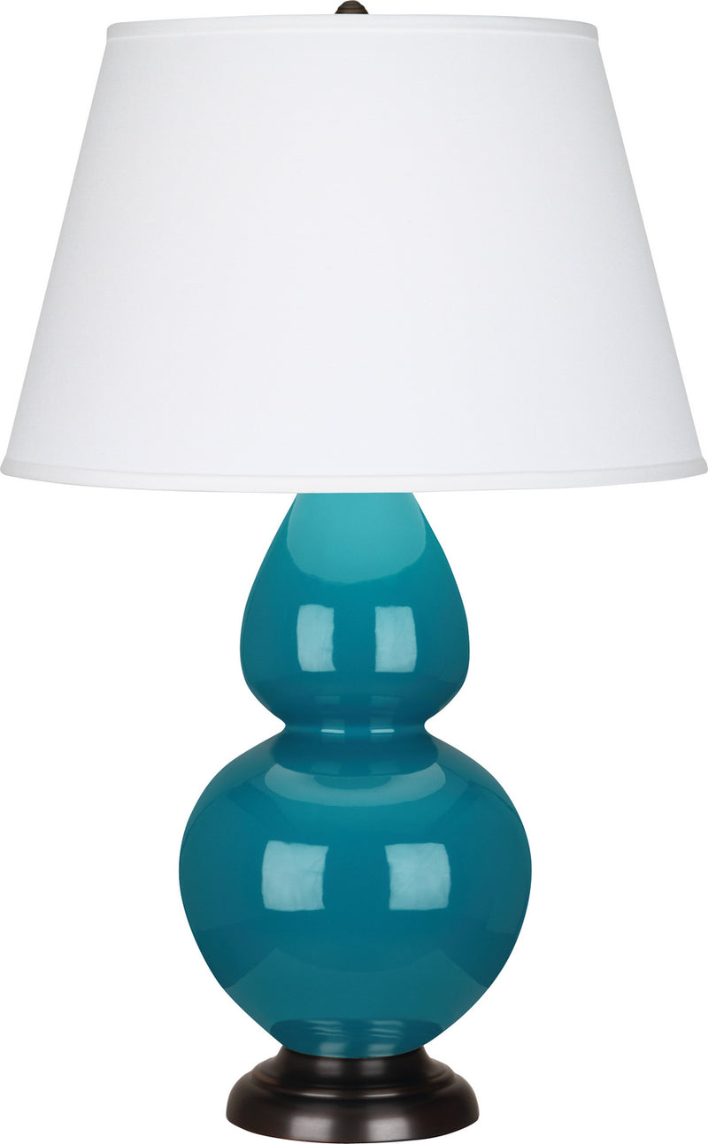 Robert Abbey (1752X) Double Gourd Table Lamp with Pearl Dupioni Fabric Shade