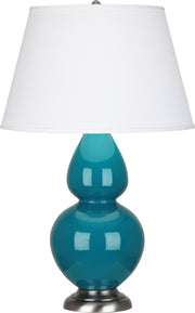 Robert Abbey (1753X) Double Gourd Table Lamp with Pearl Dupioni Fabric Shade