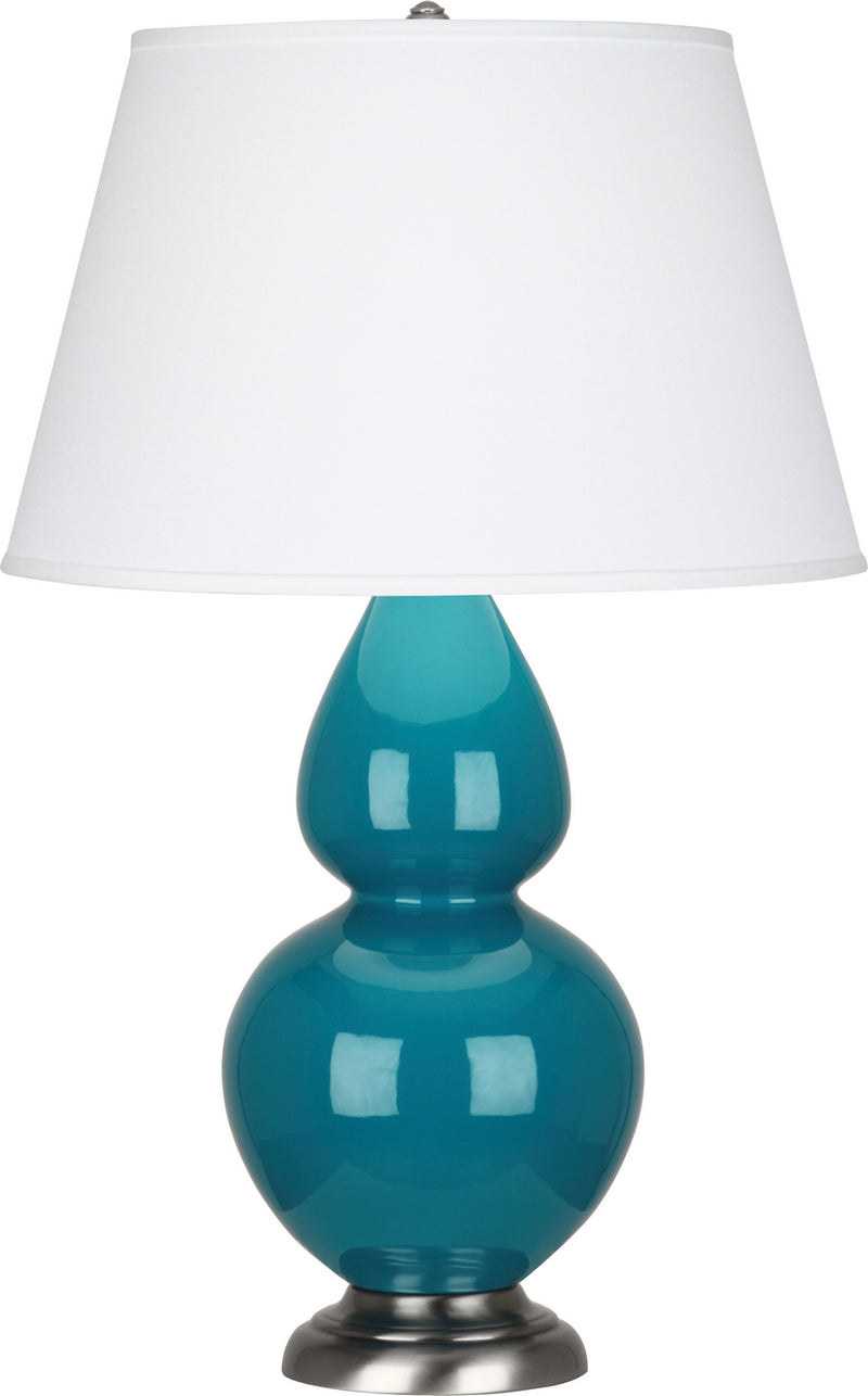 Robert Abbey (1753X) Double Gourd Table Lamp with Pearl Dupioni Fabric Shade