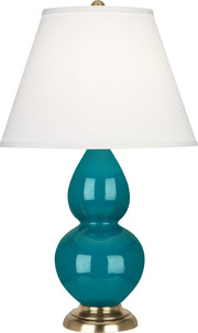 Robert Abbey (1771X) Small Double Gourd Accent Lamp with Pearl Dupioni Fabric Shade
