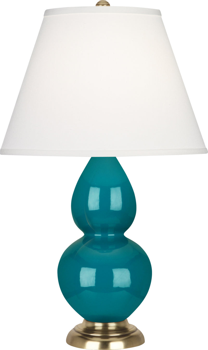 Robert Abbey (1771X) Small Double Gourd Accent Lamp with Pearl Dupioni Fabric Shade