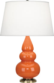 Robert Abbey (242X) Small Triple Gourd Accent Lamp with Pearl Dupioni Fabric Shade