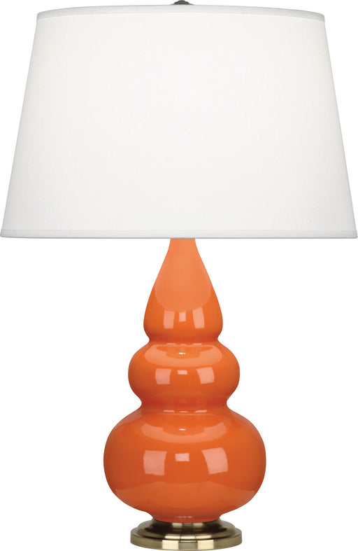 Robert Abbey (242X) Small Triple Gourd Accent Lamp with Pearl Dupioni Fabric Shade