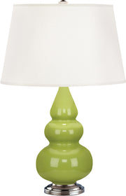 Robert Abbey (283X) Small Triple Gourd Accent Lamp with Pearl Dupioni Fabric Shade
