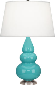Robert Abbey (292X) Small Triple Gourd Accent Lamp with Pearl Dupioni Fabric Shade