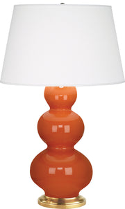 Robert Abbey (312X) Triple Gourd Table Lamp with Pearl Dupioni Fabric Shade