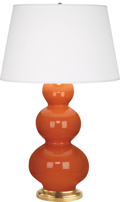 Robert Abbey (312X) Triple Gourd Table Lamp with Pearl Dupioni Fabric Shade