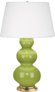 Robert Abbey (313X) Triple Gourd Table Lamp with Pearl Dupioni Fabric Shade