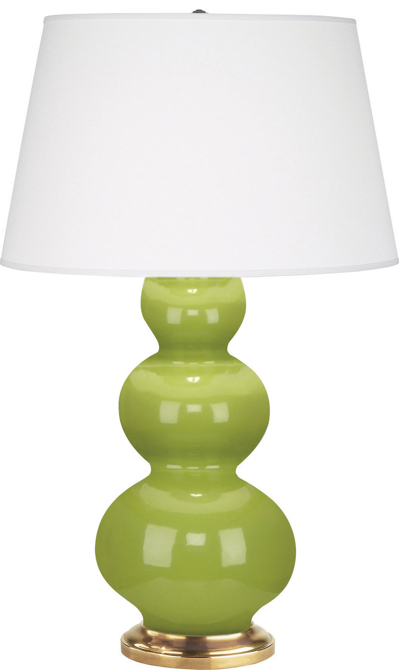 Robert Abbey (313X) Triple Gourd Table Lamp with Pearl Dupioni Fabric Shade