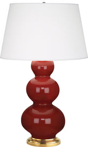 Robert Abbey (315X) Triple Gourd Table Lamp with Pearl Dupioni Fabric Shade