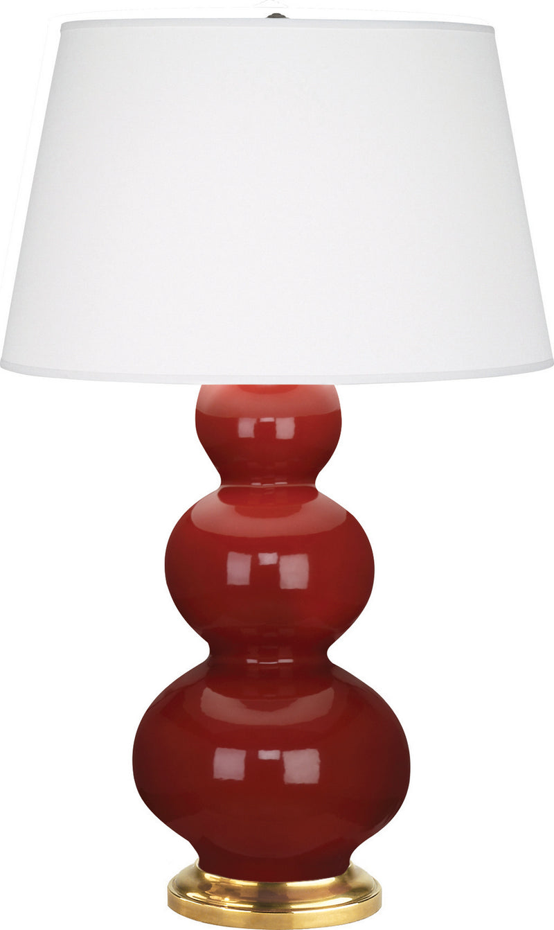 Robert Abbey (315X) Triple Gourd Table Lamp with Pearl Dupioni Fabric Shade