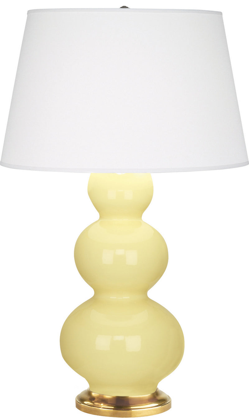 Robert Abbey (317X) Triple Gourd Table Lamp with Pearl Dupioni Fabric Shade