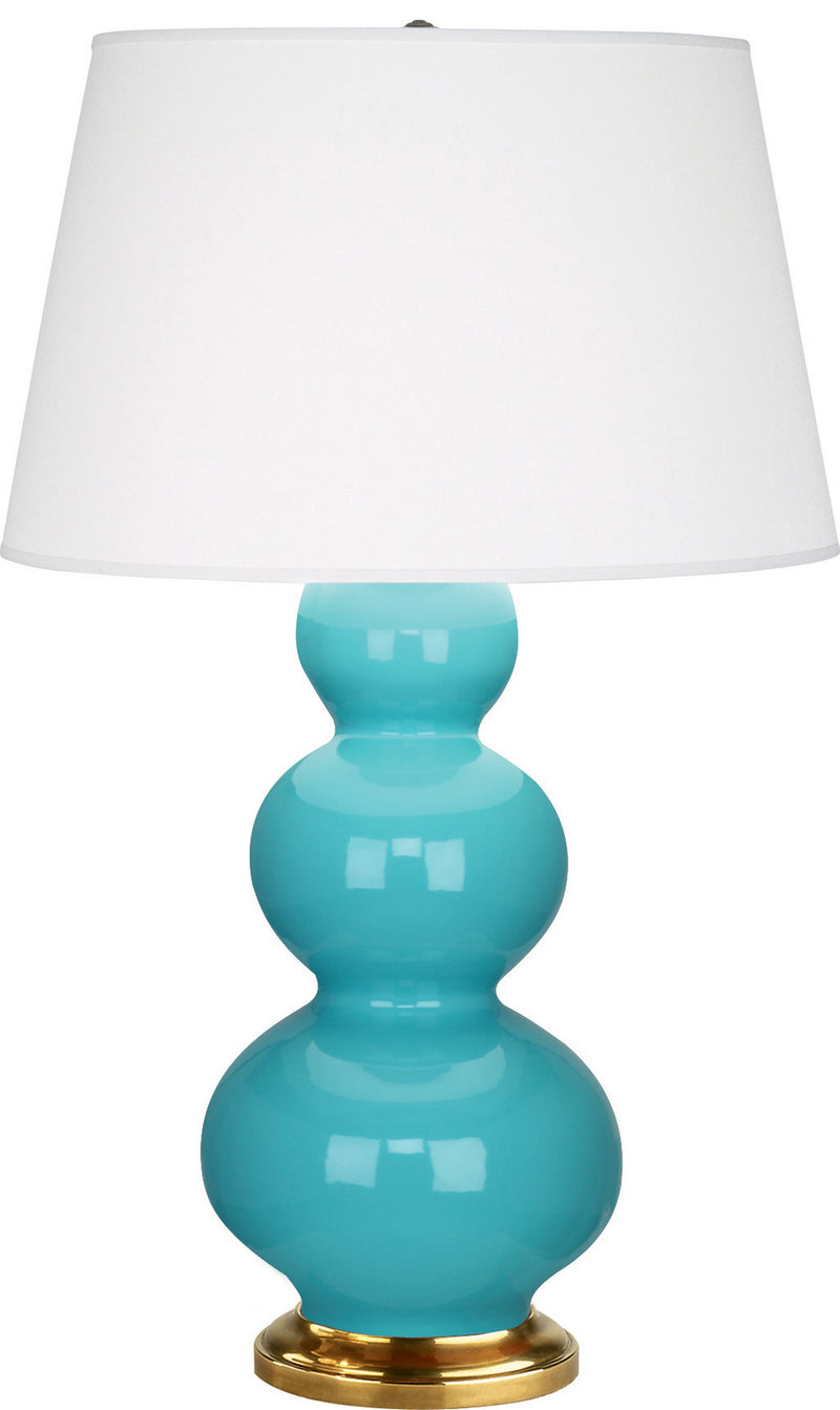 Robert Abbey (322X) Triple Gourd Table Lamp with Pearl Dupioni Fabric Shade