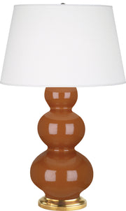 Robert Abbey (325X) Triple Gourd Table Lamp with Pearl Dupioni Fabric Shade