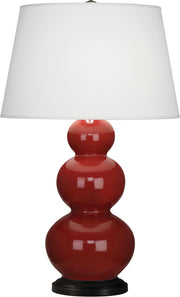 Robert Abbey (335X) Triple Gourd Table Lamp with Pearl Dupioni Fabric Shade