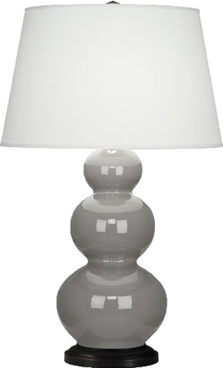 Robert Abbey (339X) Triple Gourd Table Lamp with Pearl Dupioni Fabric Shade