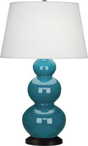 Robert Abbey (343X) Triple Gourd Table Lamp with Pearl Dupioni Fabric Shade
