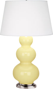Robert Abbey (357X) Triple Gourd Table Lamp with Pearl Dupioni Fabric Shade