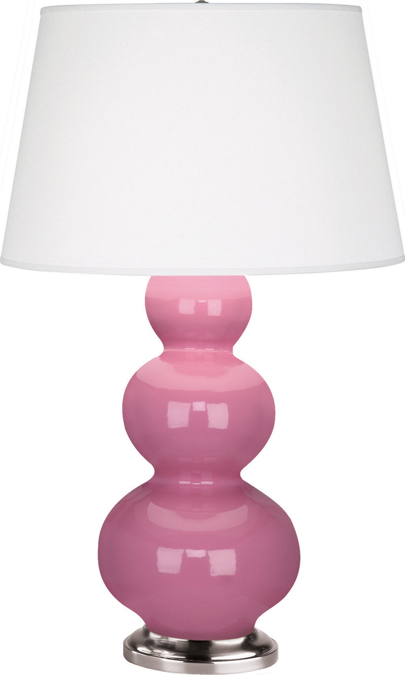 Robert Abbey (358X) Triple Gourd Table Lamp with Pearl Dupioni Fabric Shade