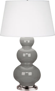 Robert Abbey (359X) Triple Gourd Table Lamp with Pearl Dupioni Fabric Shade