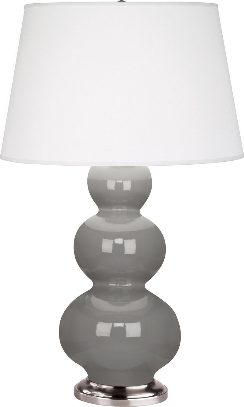 Robert Abbey (359X) Triple Gourd Table Lamp with Pearl Dupioni Fabric Shade