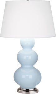 Robert Abbey (361X) Triple Gourd Table Lamp with Pearl Dupioni Fabric Shade