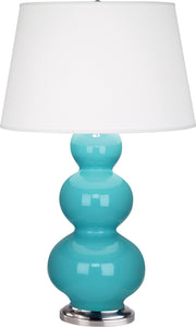 Robert Abbey (362X) Triple Gourd Table Lamp with Pearl Dupioni Fabric Shade