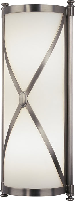 Chase Wall Sconce in Dark Antique Nickel with Frosted White Cased Glass Shade - Lamps Expo