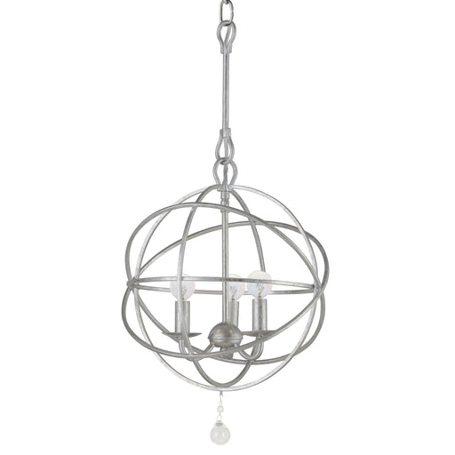 Solaris 3 Light Mini Chandelier in Olde Silver with Clear Glass Drops