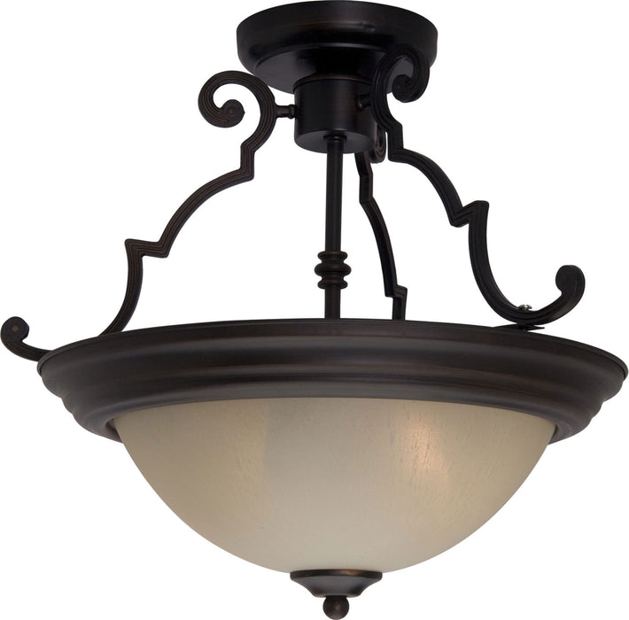 Essentials 2-Light Semi-Flush Mount in Oil Rubbed Bronze with Wilshire Glass - Lamps Expo