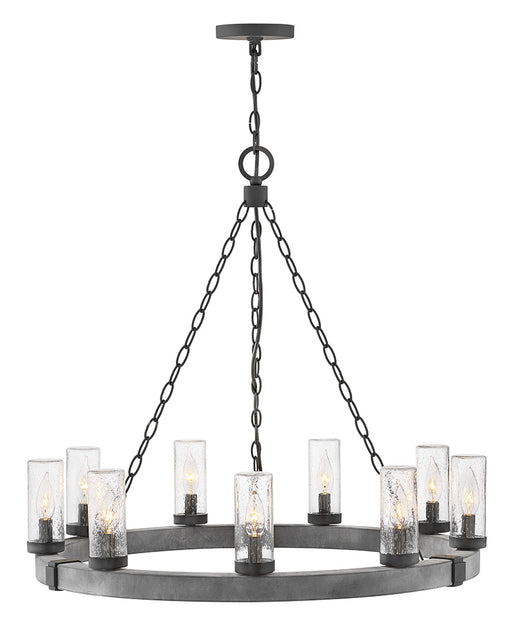 Sawyer Large Single Tier Chandelier in Aged Zinc