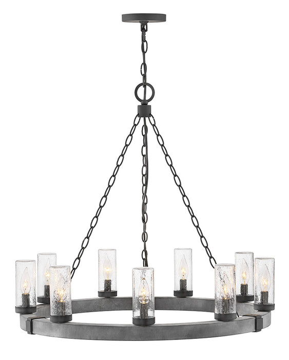 Sawyer Large Single Tier Chandelier in Aged Zinc