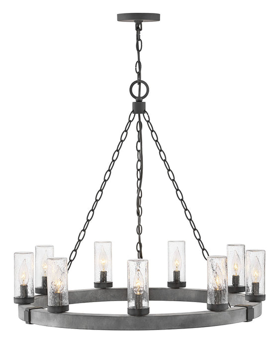 Sawyer Large Single Tier Chandelier in Aged Zinc