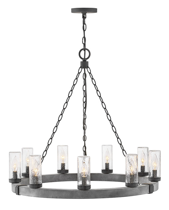 Sawyer Large Single Tier Chandelier in Aged Zinc