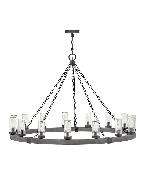 Sawyer Extra Large Single Tier Chandelier in Aged Zinc