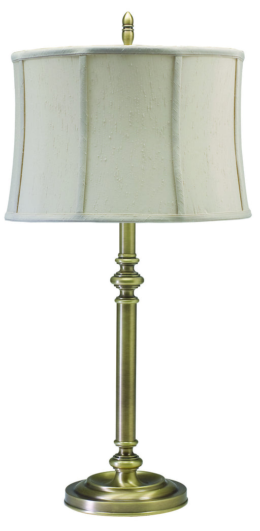 Coach 30 Inch Antique Brass Table Lamp with Off-White Linen Softback Shade