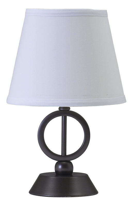 Coach 14 Inch Oil Rubbed Bronze Table Lamp with Off-White Linen Hardback