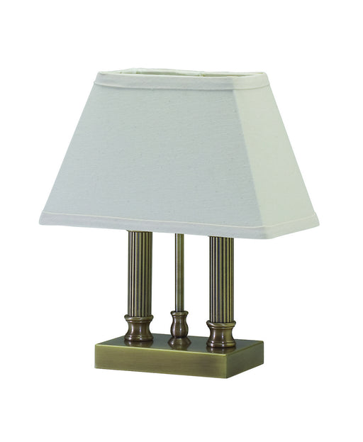 Coach 12.5 Inch Antique Brass Table Lamp with Off-White Linen Hardback