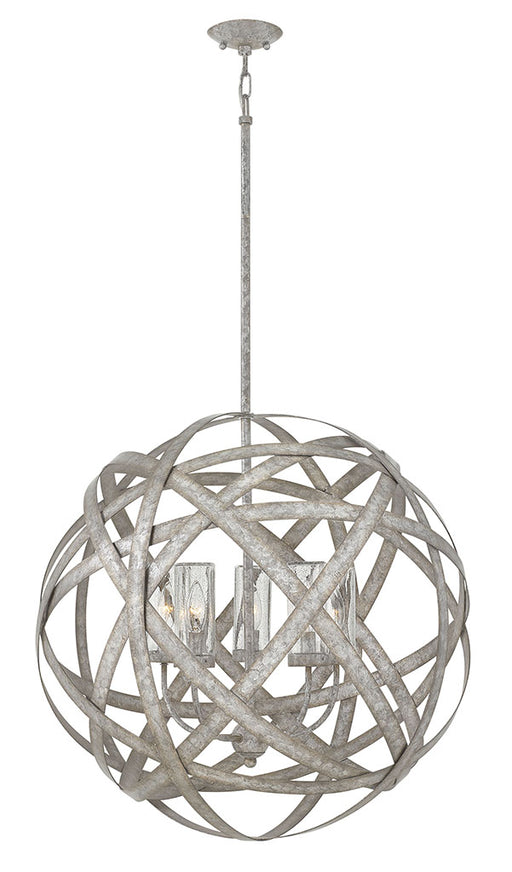 Carson Large Orb Outdoor Chandelier in Weathered Zinc