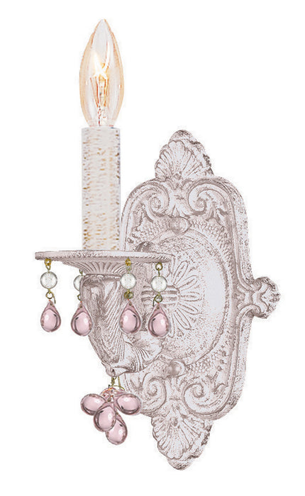 Paris Market 1 Light Wall Mount in Antique White with Rosa Crystal