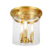 Ophelia 3-Light Cylinder Glass Flushmount in Satin Brass