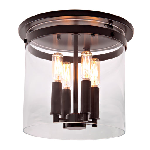 Ophelia 4-Light Cylinder Glass Flushmount in Oil Rubbed Bronze