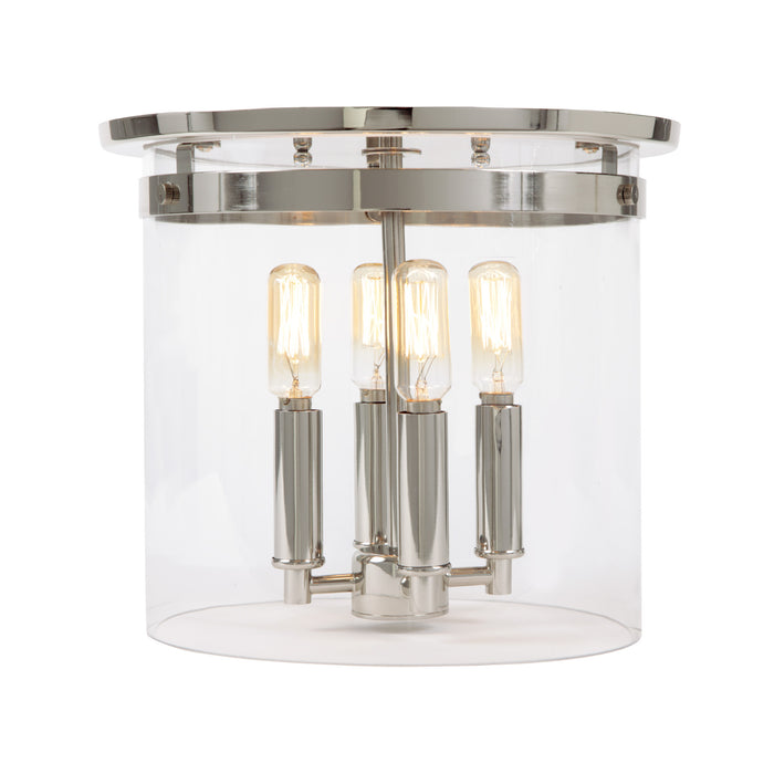 Ophelia 4-Light Cylinder Glass Flushmount in Polished Nickel